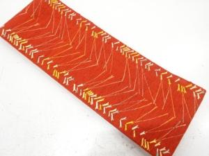 松葉模様織り出し　半幅帯